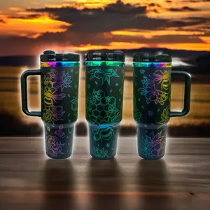 Save the Bee’s 40 oz engraved Black Chroma Stainless Steel Tumbler  Drinkware
