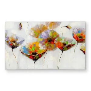 Begin Home Decor C1ROAR353ZIBPX 3 x 5 ft. Color Dotted Flowers Outdoor Rug - Floral Orange Home Decor - Rectangle