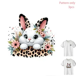 Leopard Print Rabbit Design Heat Transfer Vinyl - DIY Clothing Iron-On Patch, Washable PVC Material, DTF Transfer for T-shirts, Jeans, Hoodies, Backpacks, Fashion Accessory, Creative Pattern Only