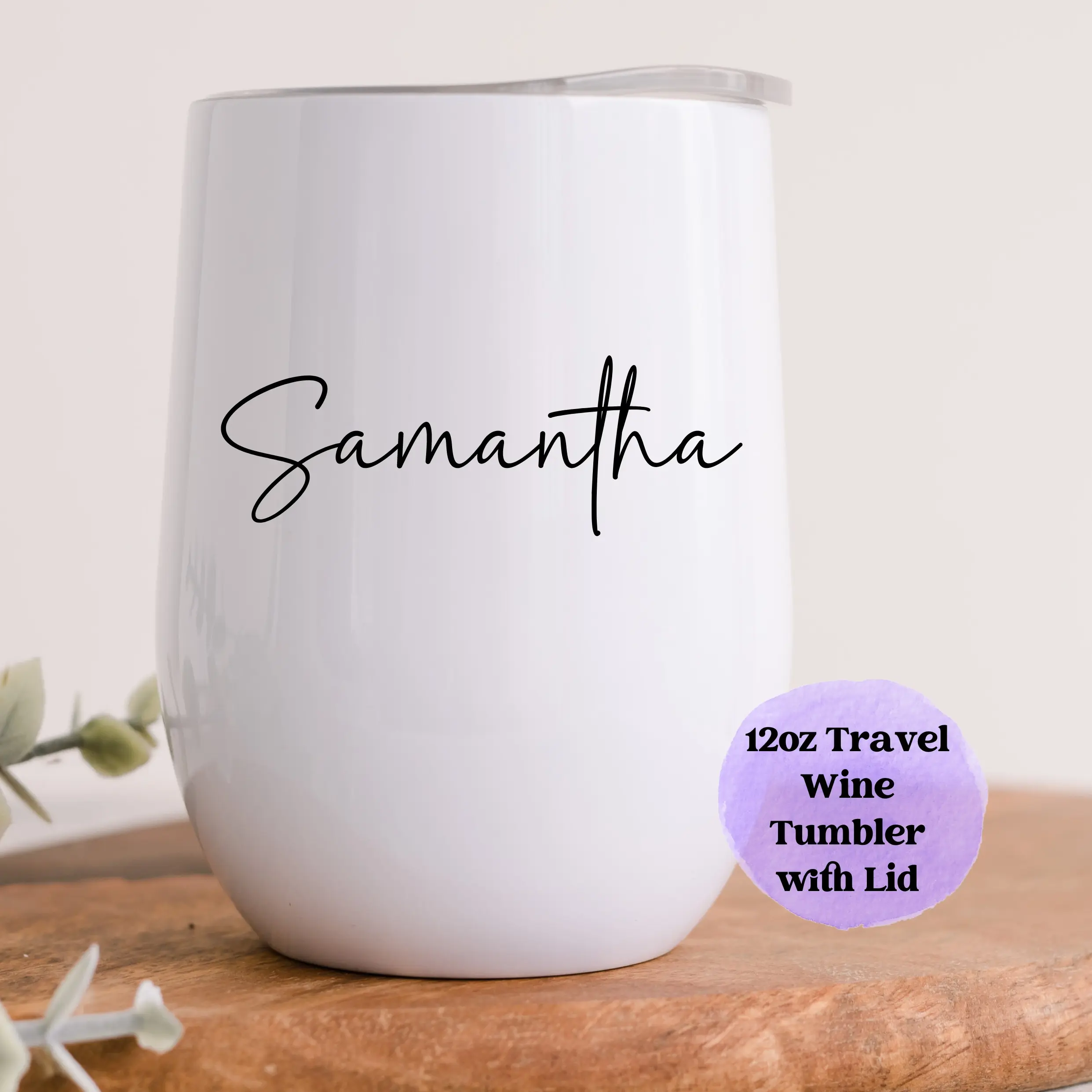 Custom Wine Tumblers with Lid, 12oz Travel Wine Glass, Personalized Gift for wine lovers