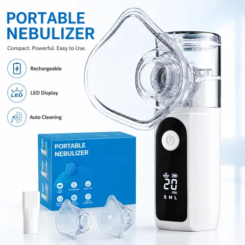 Portable LED Display Nebulizer Machine (Hw01 Model) - Adjustable 3 Mist Modes, 3 Speed Settings, Self-Cleaning, Battery-Powered Cordless, Lightweight Compact, Easy to Store, Daily Home & Office Personal Care Device
