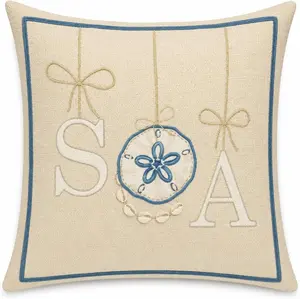 Huglina Coastal Sand Dollar Throw Pillow, 18x18 Inch Full Decorative Pillow with Insert Included, Beach House Accent Cushion, Nautical Ocean Inspired Pillow for Living Room Bedroom Decor