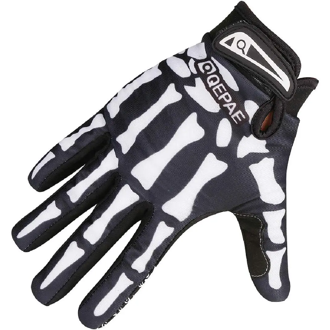 Cycling Gloves, Reflective Skeleton Full Finger Design for Men & Women, Anti-Slip Lycra with SBR Padding for Motocross, Gym, Halloween & Christmas Couples Gift