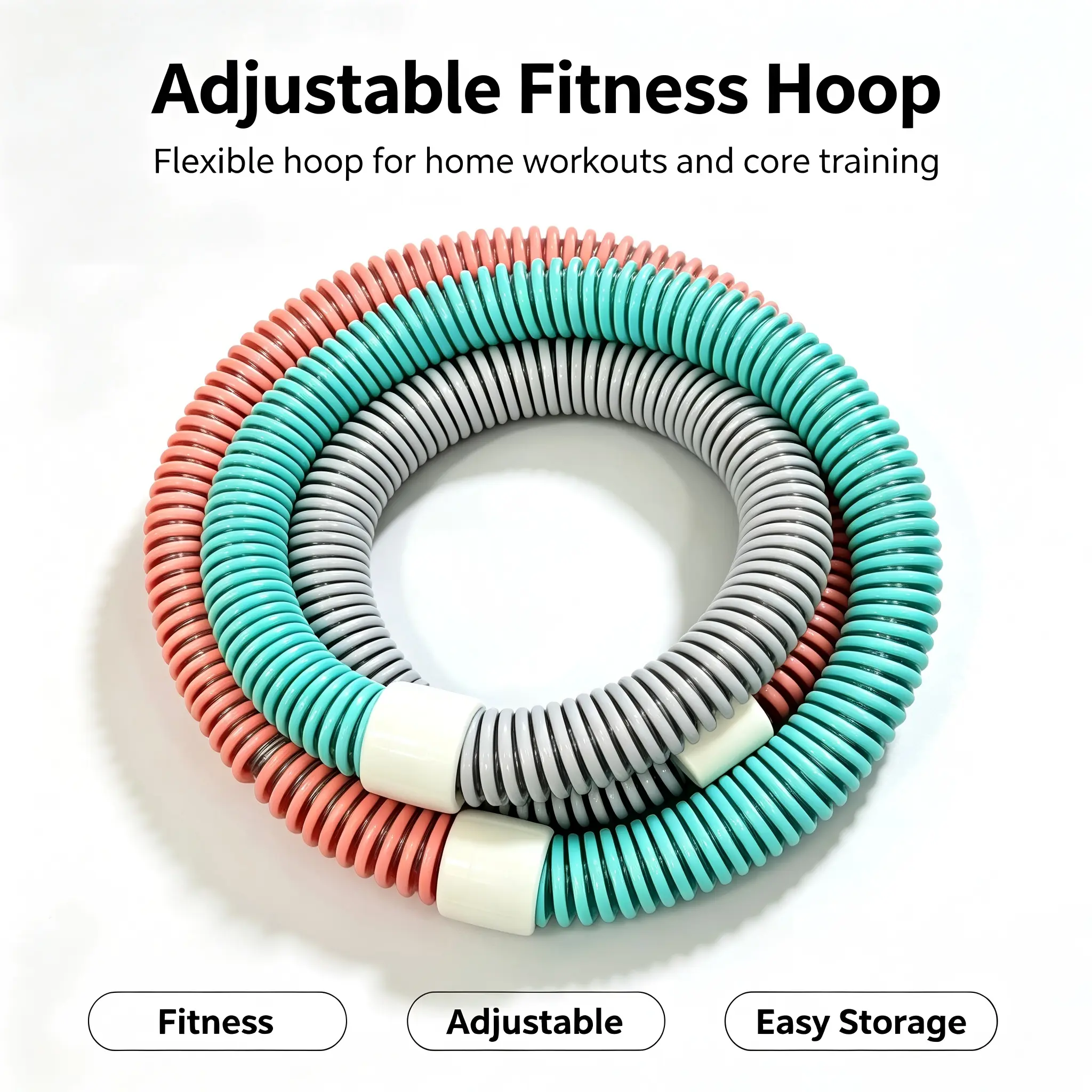 AERO-FLEX Kinetic Spring Core Trainer - Premium Adjustable Heavy-Duty Weighted Flex Ring for Rhythmic Fluid Home Aesthetic Fitness (Blush, Teal, Grey)