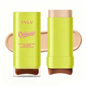 2-in-1 Foundation & Concealer Stick High Coverage Long-Lasting Waterproof Sweatproof No Cakey Finish Built-in Brush Portable Travel-Friendly All Skin Tones - Makeup, Compact, Contour, Flawless Skin