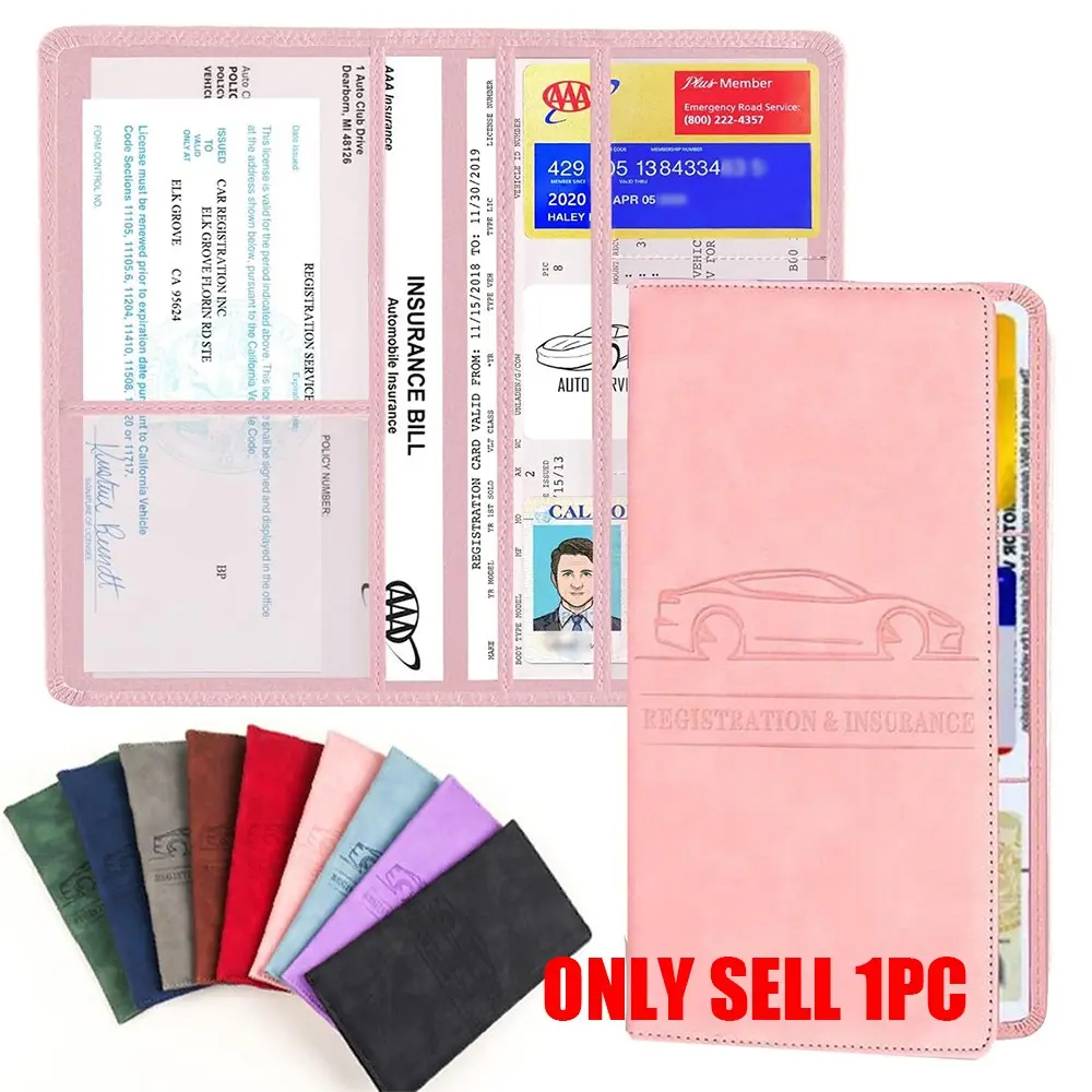 PU Leather Car Registration And Insurance Card Holder, Auto Document Holder Glove Box Organizer Car Insurance Folder, Auto Glovebox Organizer Car Glove Compartment Organizer For Women And Men, Durable