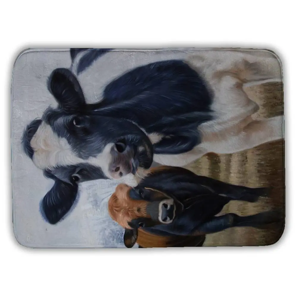 360-Stand Farmhouse Rustic Rectangle Bathroom Mat (Model 5930-2417-AN430) - 17x24 in White, 2 Cows Eating Grass Design, Absorbent Home Bathroom Accessory for Household Decor, Room Decor, Bathroom Mats