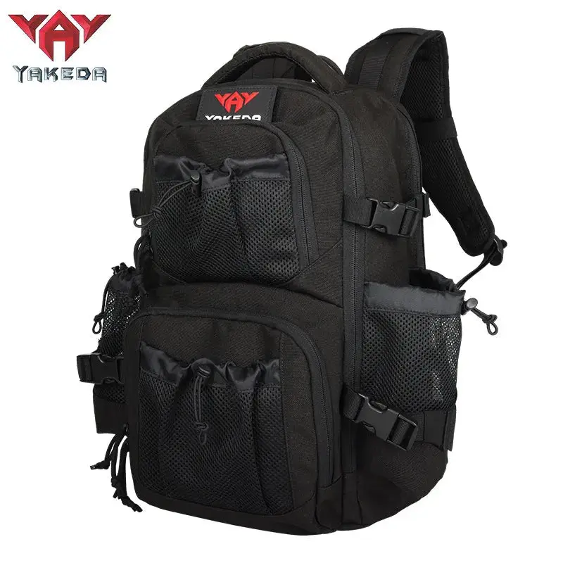 YAKEDA KF-136-BC Unisex Youth Military Inspired Combat Wear Tactical Assault Backpack, Black Rucksack with Multiple Pockets - Daypack for Hiking, Outdoor Camping Gear, Military Inspired Backpacks, Combat Wear Backpacks