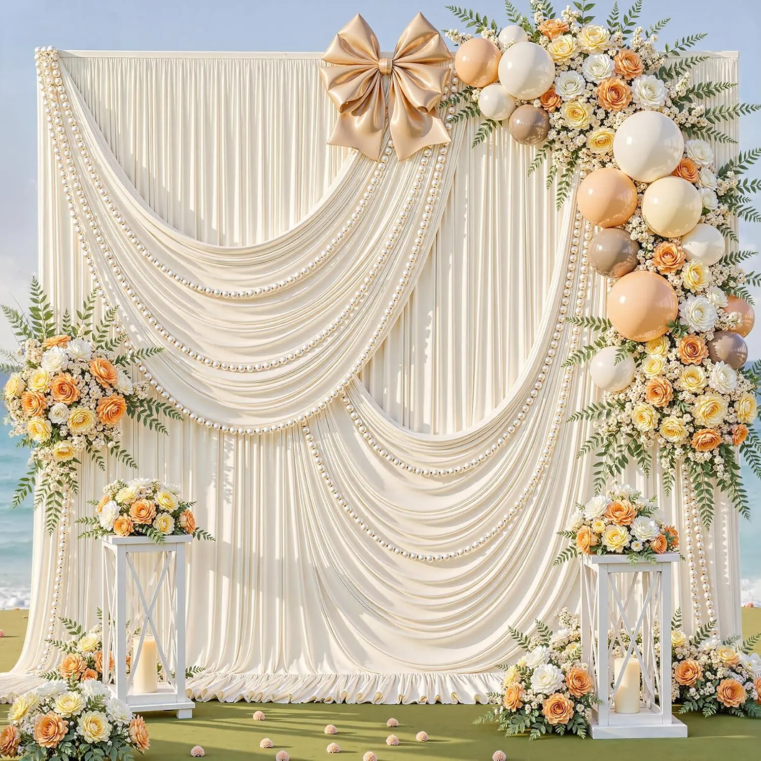 (8/10 Panels ) Wrinkle-Free Fabric Backdrop Curtain , 4'W x 10'H Single Panel, Festive Photo Drapes for Wedding, Birthday Party, Home & Event Decor Thanksgiving Day Banners