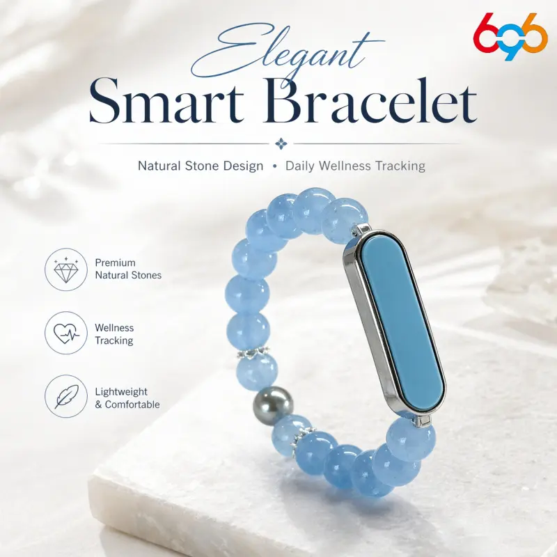 Beaded Smart Bracelet, Stylish Heart Rate Sleep & Activity Monitor