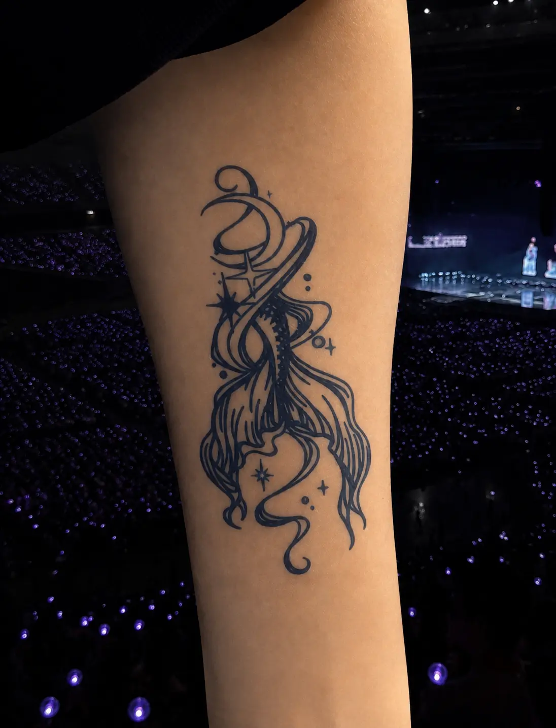 Purple Galaxy Flame Tattoo, BTS Inspired Celestial Design, Realistic Water-Free Application