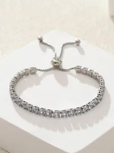 Fashion Luxury Rhinestone Single Row Adjustable Sliding Bracelet, Casual Artificial Zircon Hand Chain, All Seasons Jewelry