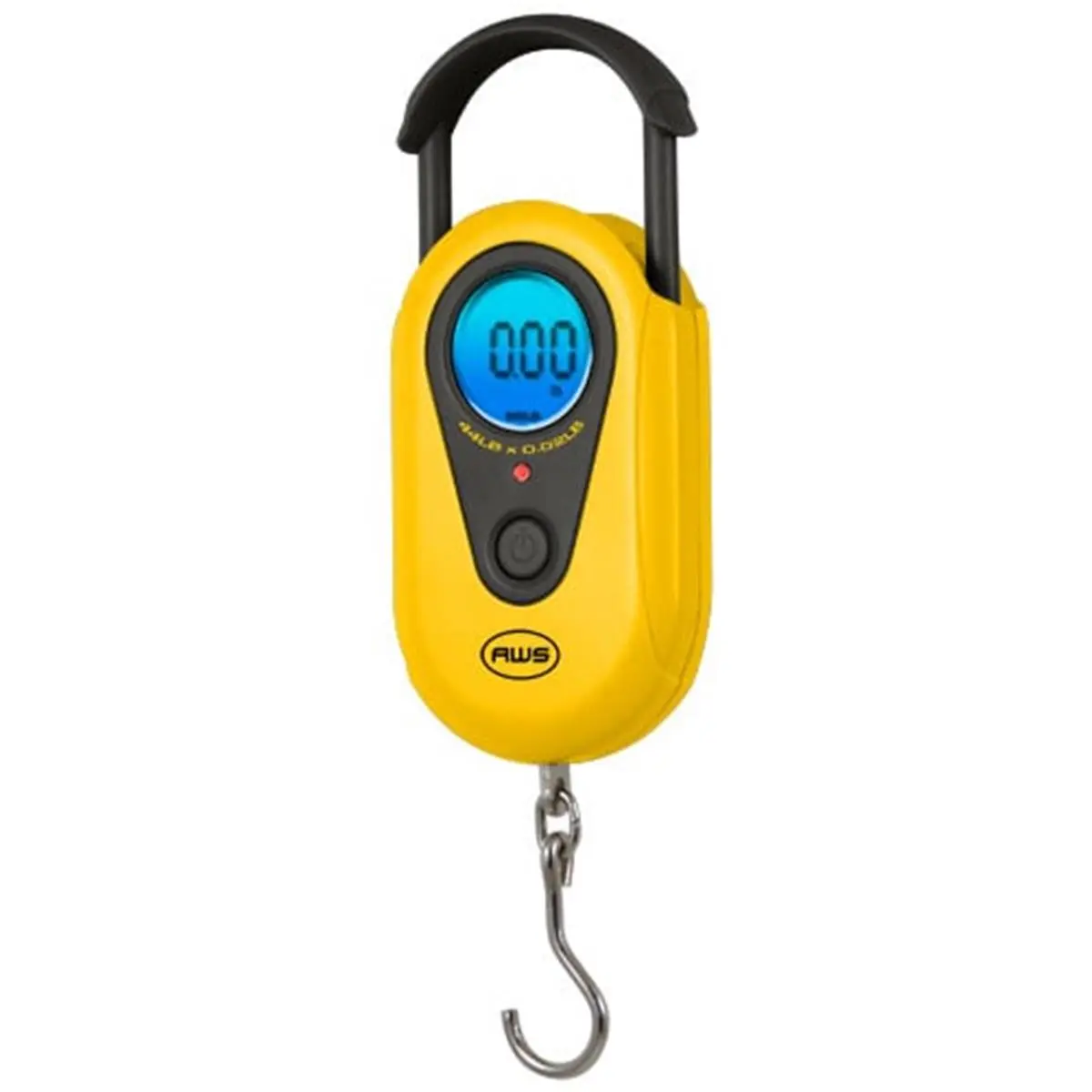 American Weigh Scales AMW-SR-20 Superportable Digital Hanging Scale for Fishing Enthusiasts, Yellow, 44lbs Capacity, 0.1lb Precision, Folded Hook, Back-Lit LCD Display, Batteries Included, Hold Feature, Retractable Handle, Pounds