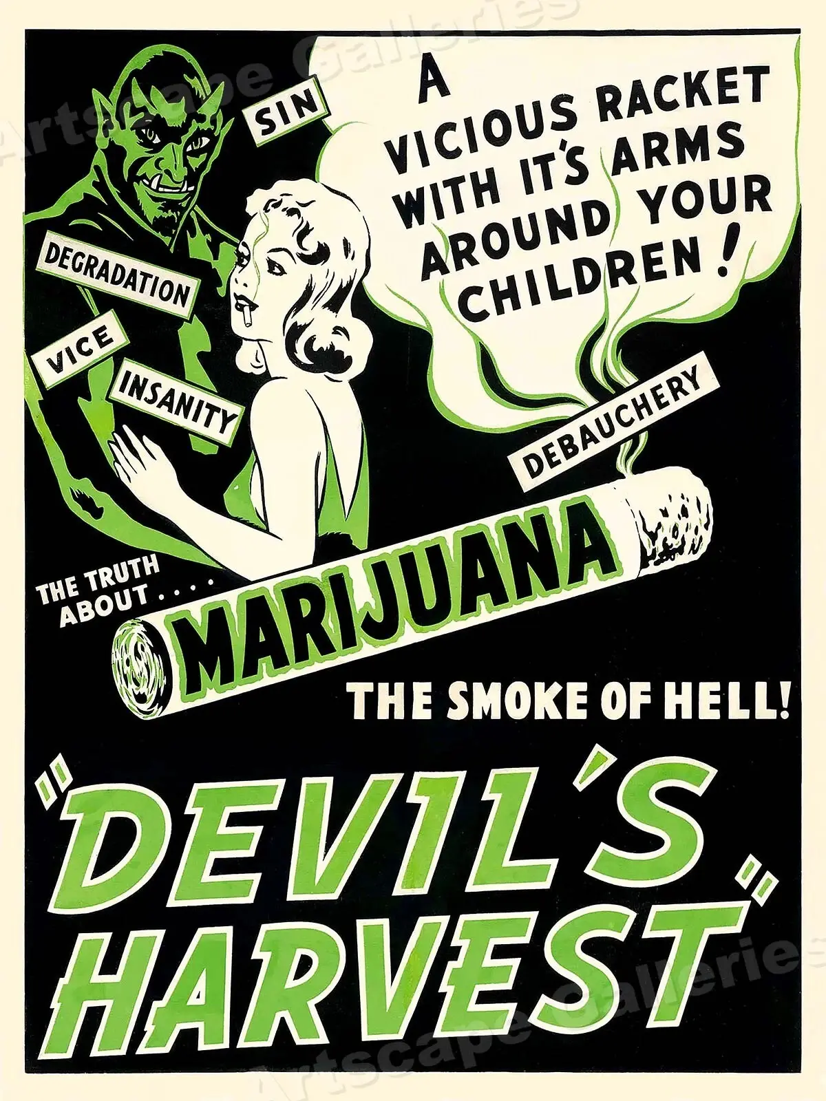 1942 "Devil's Harvest" Vintage Style Propaganda Poster