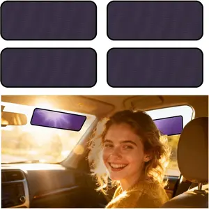 XCBYT Square Car Window Shades - 4 Pack Static Cling Sun & Glare Blocker, Removable Semi-Transparent Window Tint for Windshield, Side & Rear Windows, Long Size 15.75" x 7.09"