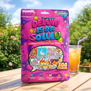 Delulu Is Da Solulu By Puraesla - 300PCS Funny Holographic Stickers for Adults, Sarcastic Meme Decals for Friends, Co workers Waterproof Vinyl for Laptop, Water Bottle, Journal