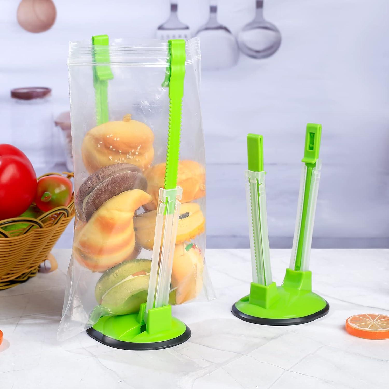 2-Pack Bag Holder Stand Adjustable Food Storage Bag Rack for Freezer and Zip-Style Bags, Hands-Free Kitchen Gadget for Meal Prep, Filling, Organizing & Food Storage