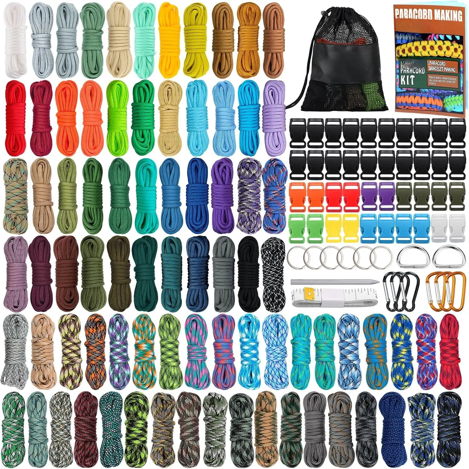 80 Colors Paracord Cord, 550 Paracord Bracelet Crafting Combo Kits with Instruction - Multifunction Paracord Ropes, 10  Each Parachute Cord for DIY Manual Braiding Supplies