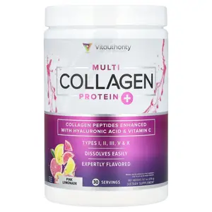 Vitauthority Multi Collagen Protein+, Pink Lemonade, 9.7 oz (276 g)