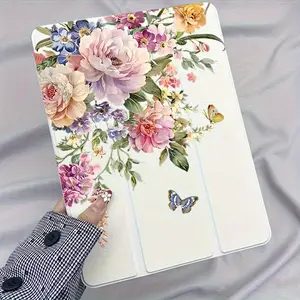 A vivid butterfly-themed tablet case with pen slot, suitable for iPad Mini, Air, Pro 4, 5, 6, 7 (2017, 2018, 2019, 2020, 2021, 2022, 2023, 2024, 2025 models), and Samsung S6, 7, 8, 9, 10 FE + A7 LTE SZBCPBT2