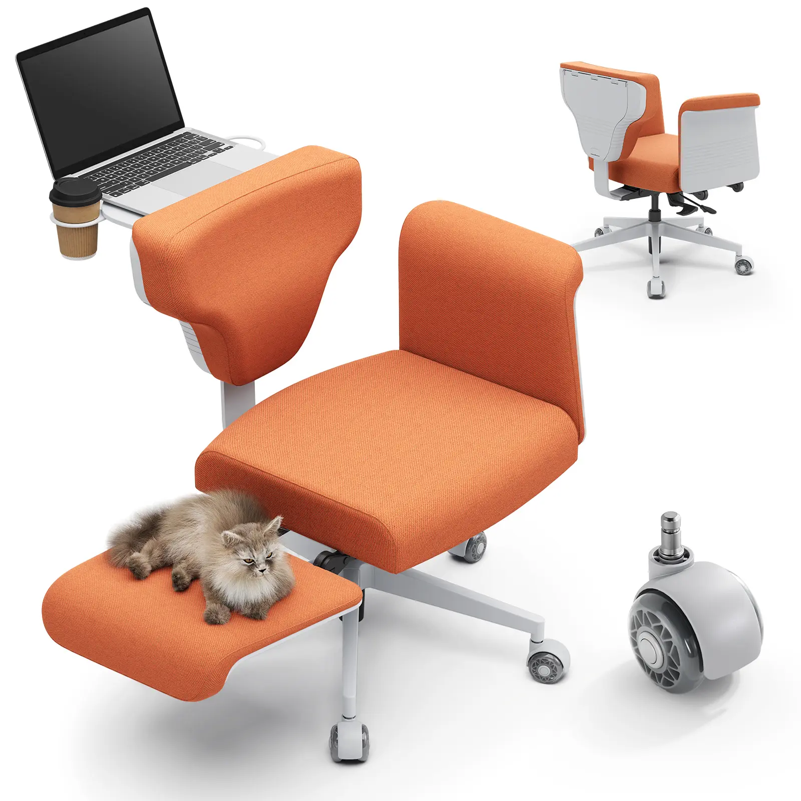 Newtral Ergonomic Criss Cross Office Chair - Adjustable Armrests, Wheels, Back Tray, Sturdy Foldable Design, Waterproof Dustproof Pet-Friendly Fabric, Up to 300 lbs Capacity for Home Office Work Use, Ergonomic Chair, Reading