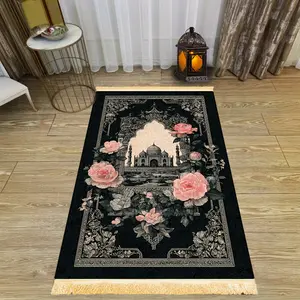 1pc Rose Palace Prayer Mat: Muslim Prayer Rugs, Polyester, Machine - Washable, Indoor/Outdoor Use, Ideal for Pilgrimage, Meditation & Home Decor