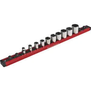 Lock-A-Socket Tool Organizer: Magnetic Locking Socket Rack, 3/8" Drive Sockets