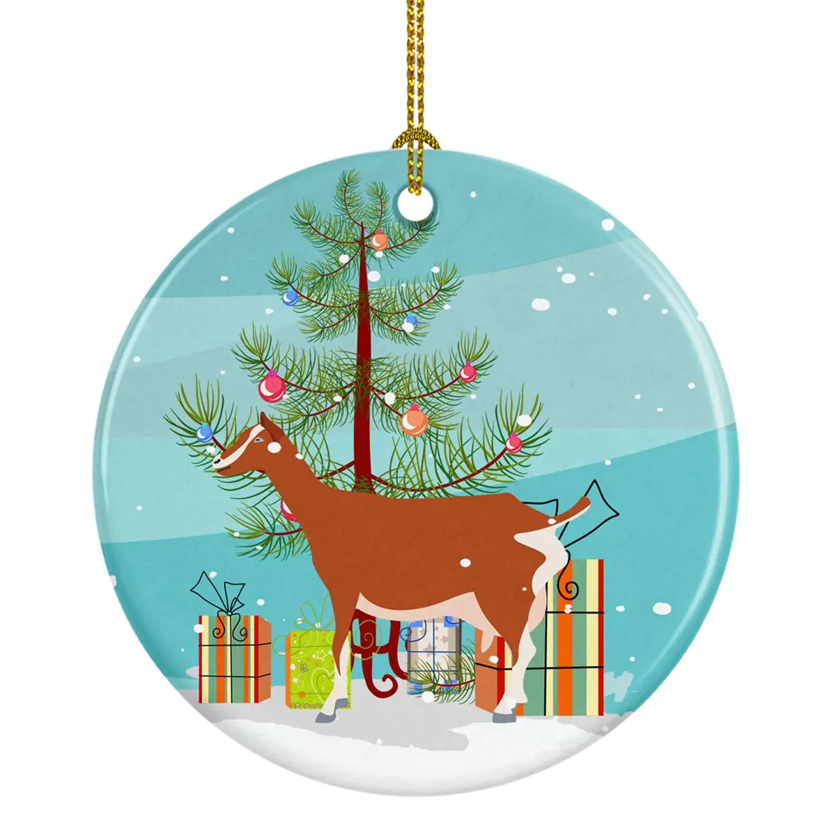 Toggenburger Goat Christmas Porcelain Ornament, Paintable Festive Decor, Home Supplies Gift, Friend