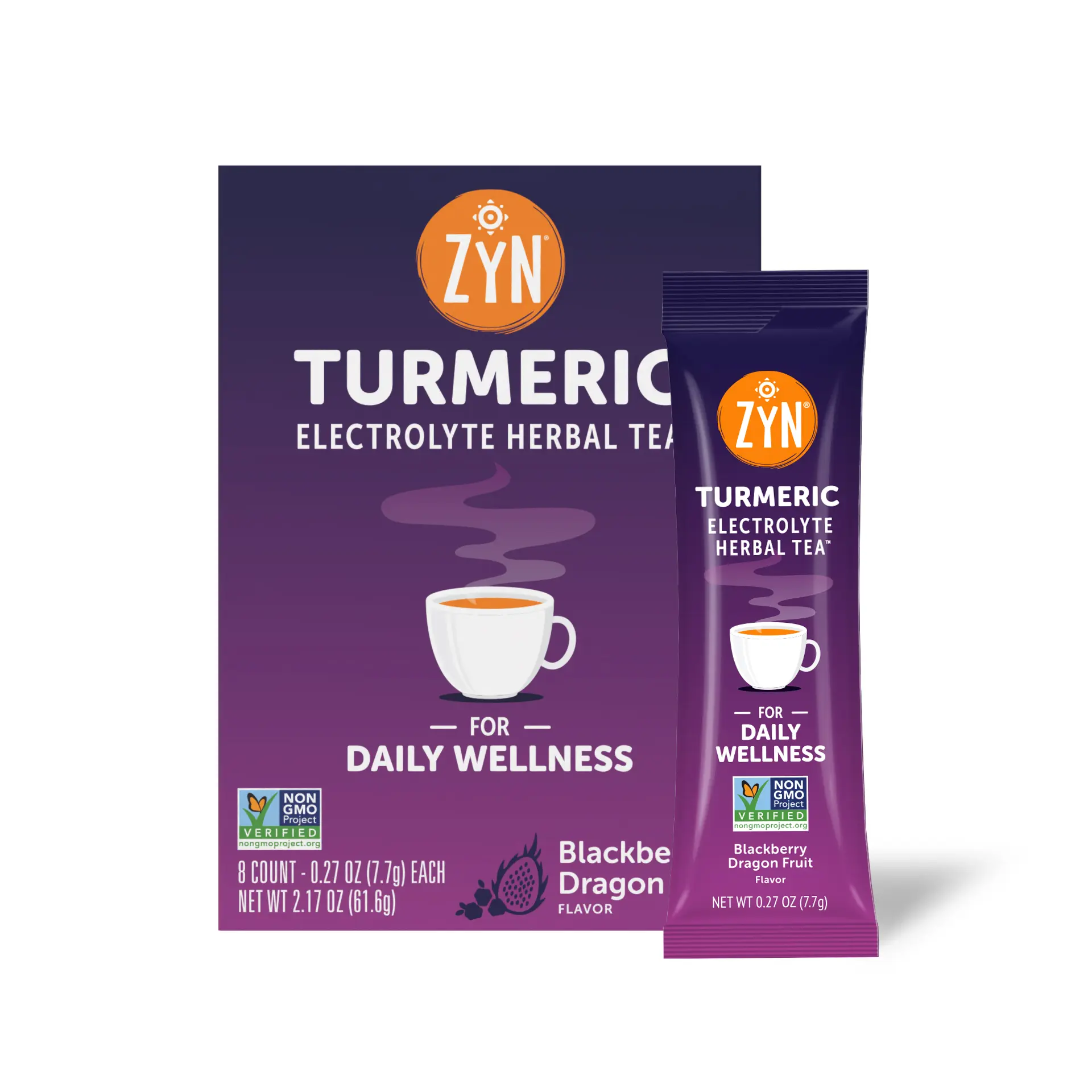 DrinkZYN Anti-Inflammatory Turmeric Electrolyte Herbal Tea with CURCUMIN Black Pepper Electrolytes Vitamins C & D Zinc Caffeine-Free Wellness Blend 3oz -- Blackberry Dragon Fruit