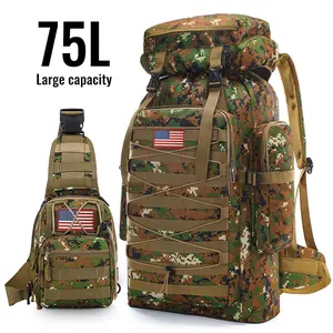 【Black Friday】75L Big Forest Bugout Bags, Prepper Bags, SpringTok Waterproof and Breathable Travel Backpack, Overnight Biggie Tote, 3 Day Bag, Rugged Men's Camouflage Backpack Hiking, Camping, Hunting and Fishing, Travel Backpack