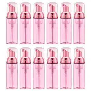 12Pcs/Set 2 Oz Empty Clear Rose Red Foam Pump Bottle,Travel Foamer Soap Dispenser for Lash Shampoo,Hand Soap,Foaming Cleaner,Christmas Party Gifts,Hand Tools Kits