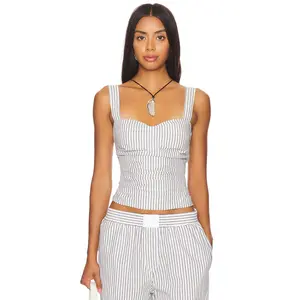 LIONESS Cobain Corset in Ivory Multi Stripe