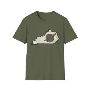 Kentucky State Outline with Slate Turkey Call Graphic T-Shirt | Space Map Tee