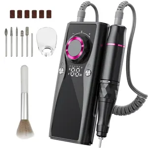 Portable Nail Drill set, Professional 45000 RPM,Rechargeable Electric Nail File Machine E File for Acrylic Nails Gel Polishing Removing, Durable and not easily broken.，Cordless E-file with Bits Kit for Manicure Salon Home Cutics callus remover feet