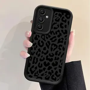 Black Leopard Pattern Shockproof Case for Samsung Galaxy S26 S24 Plus S25 S23 S22 S21 Ultra FE S24+ Note20 A54 A53 A52 A36 A35 A34 A33 A17 A16 A15 A14 A13 Patterned Soft TPU Full Camera lens Protection  Phone Cover Gift 2D printing