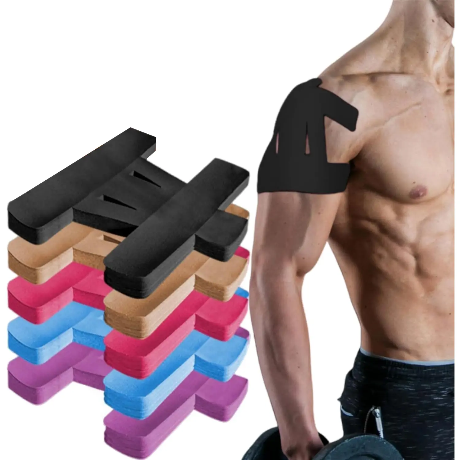 Precut Kinesiology Tape for Shoulder, 10 Pcs - Shoulder Support & Stability, Shoulder Pain Relief Athletic Tape - Waterproof & Elastic, Breathable Hypoallergenic Latex-Free Tape
