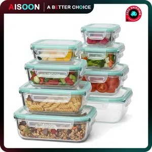 [Free Gift] 8 Pack Borosilicate Glass Food Storage Containers (8 Containers+1 Utensil) Stackable Airtight BPA Free Oven/Microwave/Freezer/Dishwasher Safe