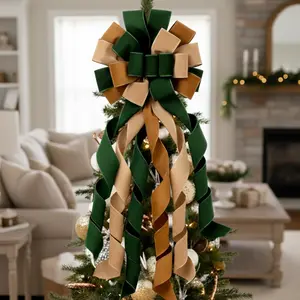Christmas Tree Topper Bow 47 Inch Large Velvet Bows Christmas Tree Toppers Rustic Wreath Velvet Ribbon Bow Holiday Decoration Gift for Xmas Garland DIY Craft Wrapping Decor