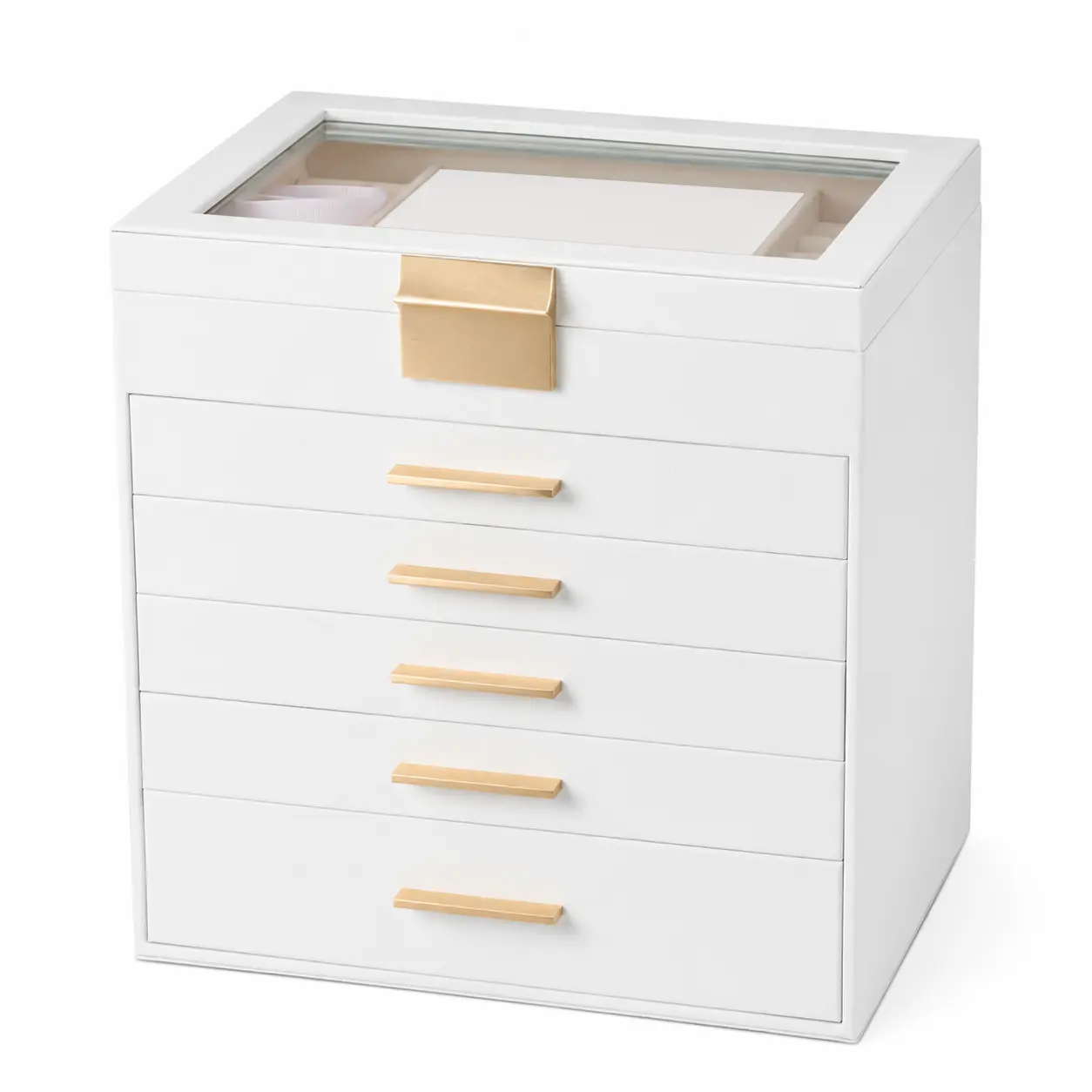 BOOVO（White）Jewelry Boxes for Women, 6-Tier Large Jewelry Organizer, Multifunctional Jewelry Holder for Necklace, Bracelet, Earrings and Rings, Practical Desktop Storage Case, Perfect Birthday & Holiday Gift for Girls and Ladies