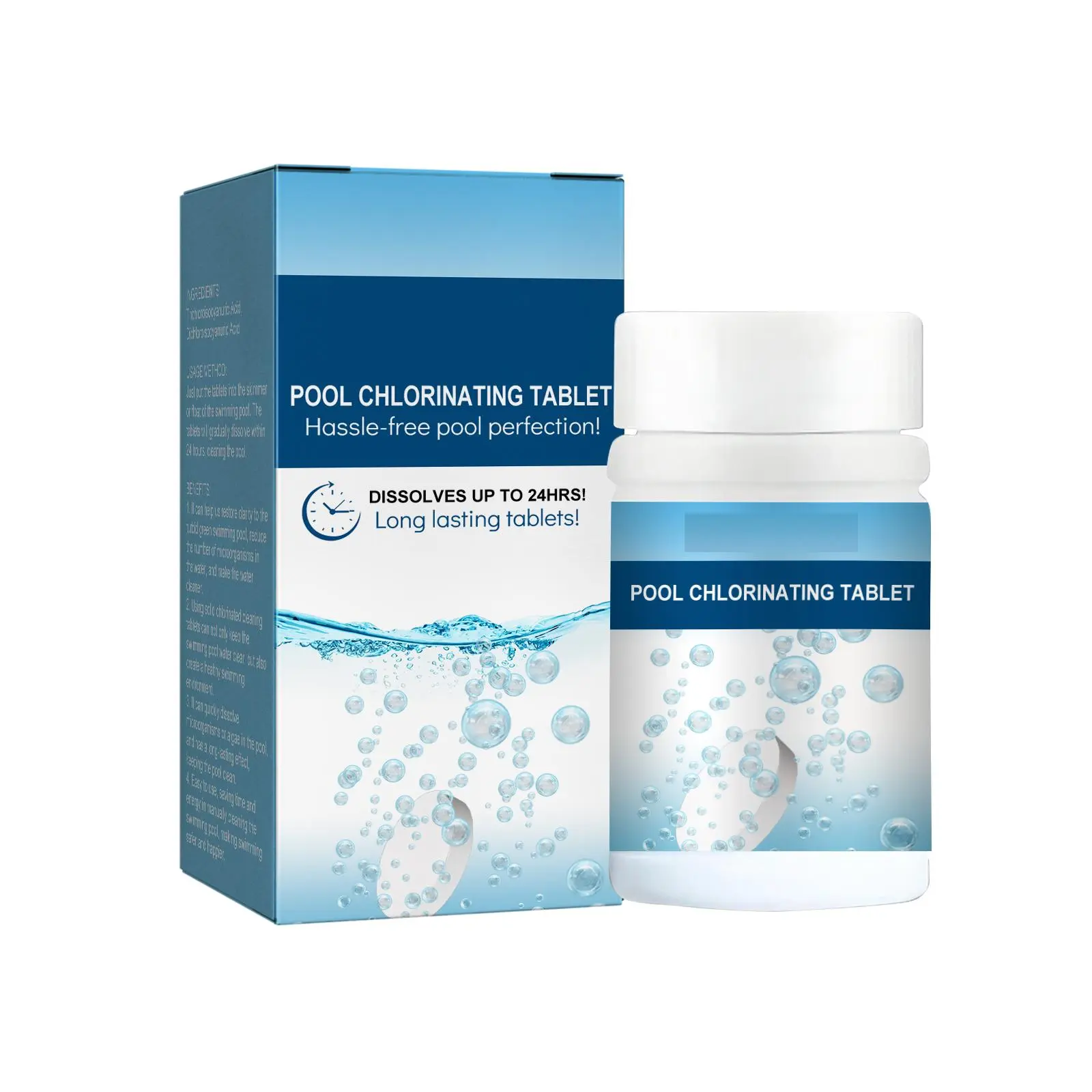 100pcs Pool Maintenance Chlorinating Effervescent Tablets - Outdoor Pool & Hot Tub Skimmer Use, Algae Control, Decontaminates Water, Long-Lasting Daily Care, Chlorine Tablets Chemicals & Water Testing Products