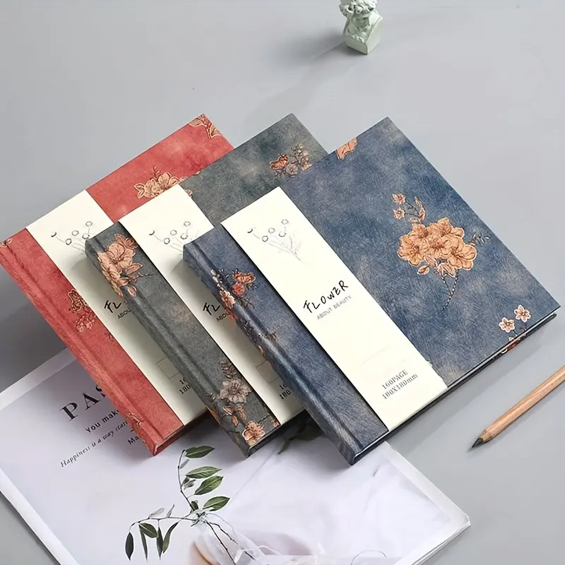 Obestda Durable Drawing Notebook - 7.09in Square, Silk Fabric Soft Cover, 160 Blank Pages Thick Journal, Artistic Retro Sketchbook, Office Stationery for Drawing Sketch