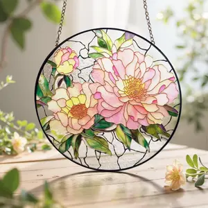 Peony Stained Glass Suncatcher