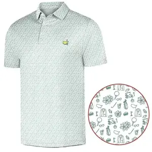 Clean Green Stripe Golf Polo Masters 2026 Fan-Made Performance Lightweight All-Over Polo