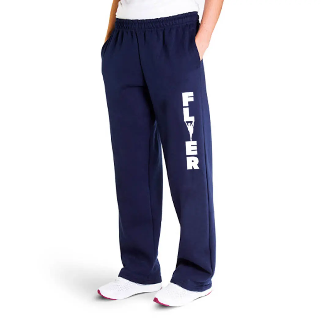 Unisex Cheerleading Flyer Soft Sweatpants - Drawstring-Waist, Full-Length, No-Pill Gym Bottoms with Straight Side Pockets for Gym Practice