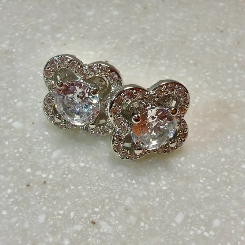 925 Sterling Silver Rhodium-Plated Floral Earring, Hypoallergenic High-Quality Jewelry