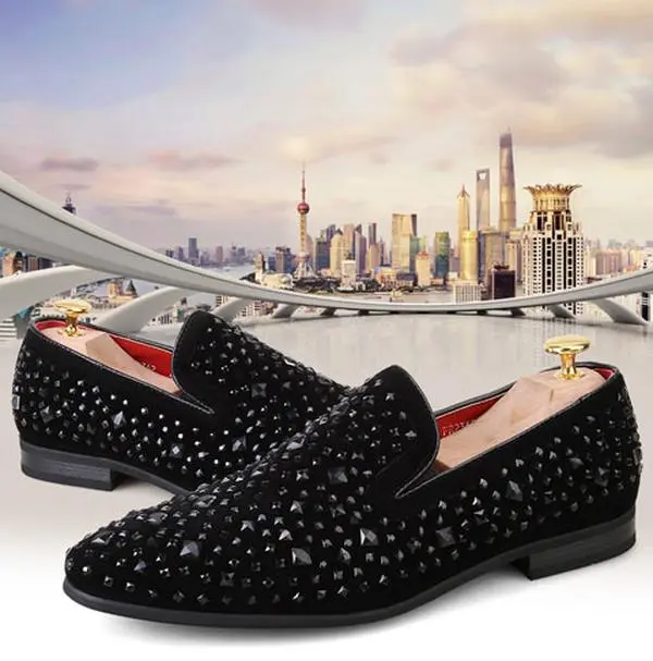 Ubetif Men's Large-Size Tassel Dress Loafers, Slip-On Rhinestone Rivet Footwear, Round Head, Anti-Slip Rubber Sole,Rich Colors for Wedding, Work, Office, Mens Gifts. business daily wear tiktokshopbacktoschool