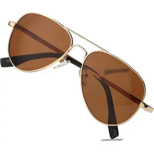 Polarized Aviator Sunglasses for Women Men Classic Metal Shades Mirror Lens 100% UV Blocking, 58mm