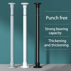 [Heavy-Duty Rod] Heavy-Duty 1pc Adjustable Telescopic Rod, Adjustable Pole with Spring | Metal Tension Rod, Shower Rods for Shower Curtain, Drying, Curtain, Roman Shades, Wardrobe Support, Door Drapes - Punch-Free, Strong Bearing Capacity