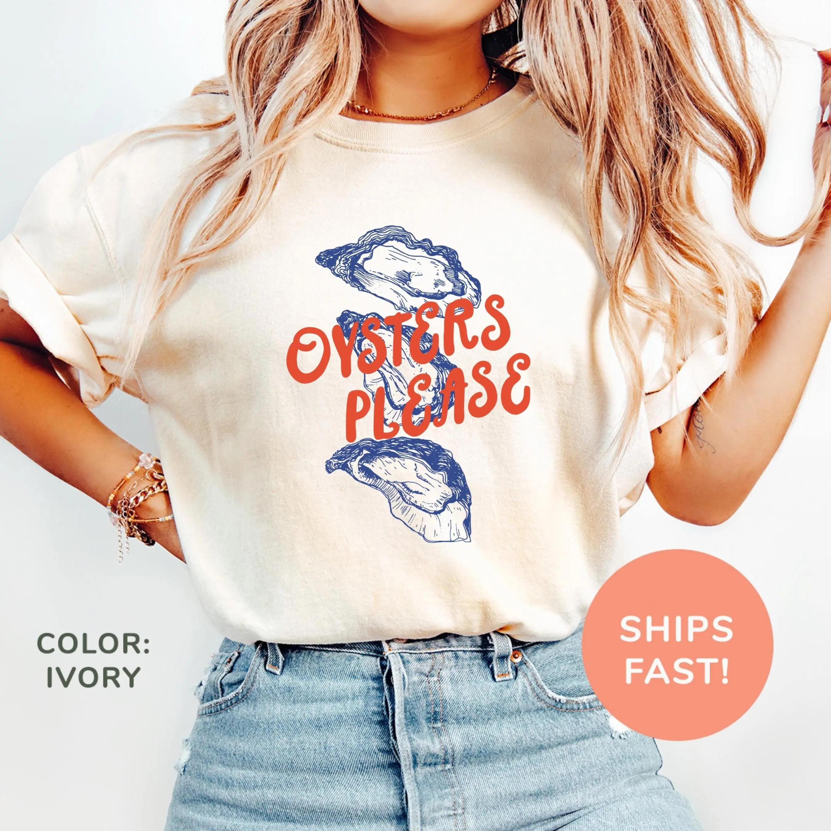 Comfort Colors Oysters Please Shirt, Seafood Tshirt, Retro Foodie Shirt, Food Humor Shirt, Vintage Coastal Aesthetic Shirt, Shirt for Women