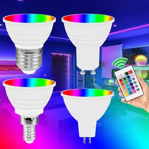 E27 RGB LED Bulb with Remote GU10 15W Colorful Changing Spotlight 85-265V Adjustable Brightness Recessed Chandelier Light Indoor Dimmable 16Color Party Esports Room Bar KTV Home Decoration 4Modes Festival Atmosphere Lighting, Led Ambient Light